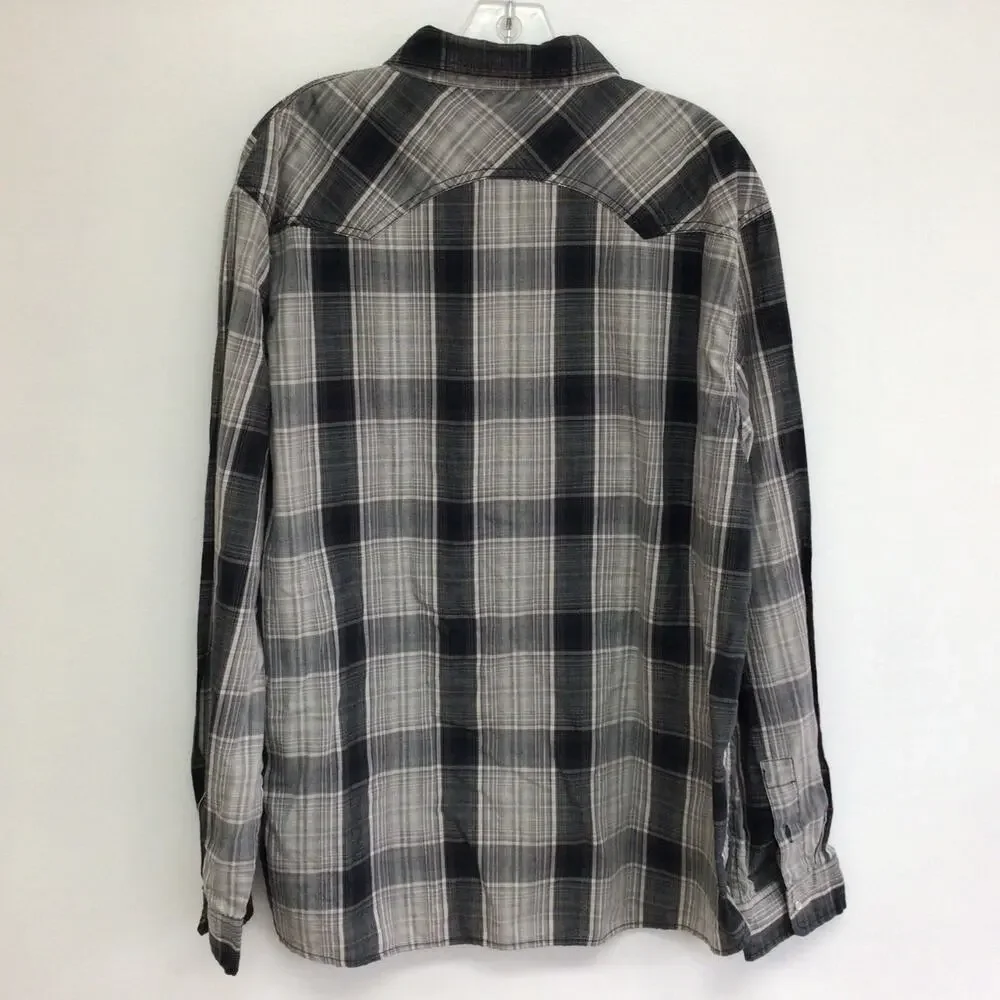 Levi's Men's Western Pearl Snap Plaid Button Front Shirt Sz XXL